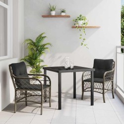 Ensemble de salle à manger pour jardin 3 pcs Gris polyrotin 564504564504