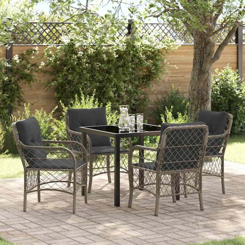 Ensemble de salle à manger pour jardin 5 pcs Gris polyrotin 564506564506