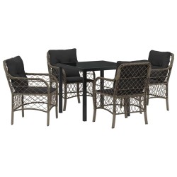 Ensemble de salle à manger pour jardin 5 pcs Gris polyrotin 564506564506