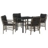 Ensemble de salle à manger pour jardin 5 pcs Gris polyrotin 564506564506