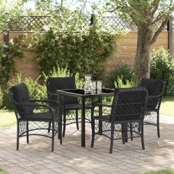 Ensemble de salle à manger pour jardin 5 pcs Noir polyrotin 564507564507