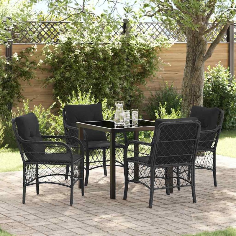 Ensemble de salle à manger pour jardin 5 pcs Noir polyrotin 564507564507