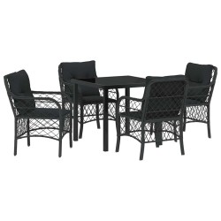 Ensemble de salle à manger pour jardin 5 pcs Noir polyrotin 564507564507