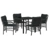Ensemble de salle à manger pour jardin 5 pcs Noir polyrotin 564507564507