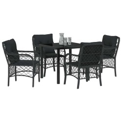 Ensemble de salle à manger pour jardin 5 pcs Noir polyrotin 564507564507