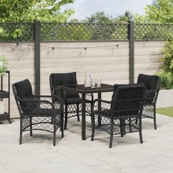 Ensemble de salle à manger pour jardin 5 pcs Noir polyrotin 564507564507