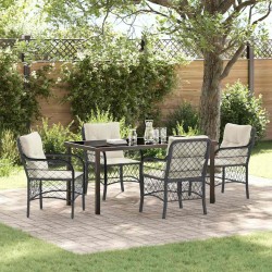 Ensemble de salle à manger pour jardin 5 pcs Noir polyrotin 564509564509