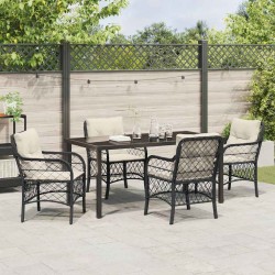 Ensemble de salle à manger pour jardin 5 pcs Noir polyrotin 564509564509