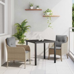 Ensemble de salle à manger pour jardin 3 pcs Beige polyrotin 564510564510