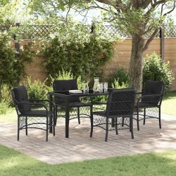 Ensemble de salle à manger pour jardin 5 pcs Noir polyrotin 564511564511