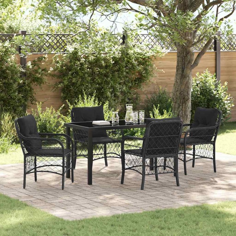 Ensemble de salle à manger pour jardin 5 pcs Noir polyrotin 564511564511
