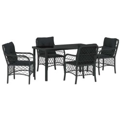 Ensemble de salle à manger pour jardin 5 pcs Noir polyrotin 564511564511