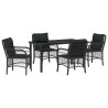 Ensemble de salle à manger pour jardin 5 pcs Noir polyrotin 564511564511