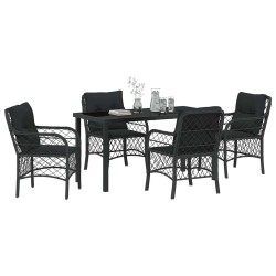 Ensemble de salle à manger pour jardin 5 pcs Noir polyrotin 564511564511