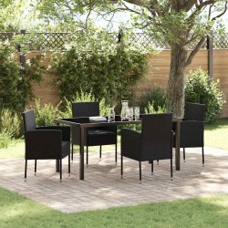 Ensemble de salle à manger pour jardin 5 pcs Noir polyrotin 564512564512