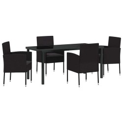 Ensemble de salle à manger pour jardin 5 pcs Noir polyrotin 564512564512