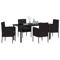 Ensemble de salle à manger pour jardin 5 pcs Noir polyrotin 564512564512