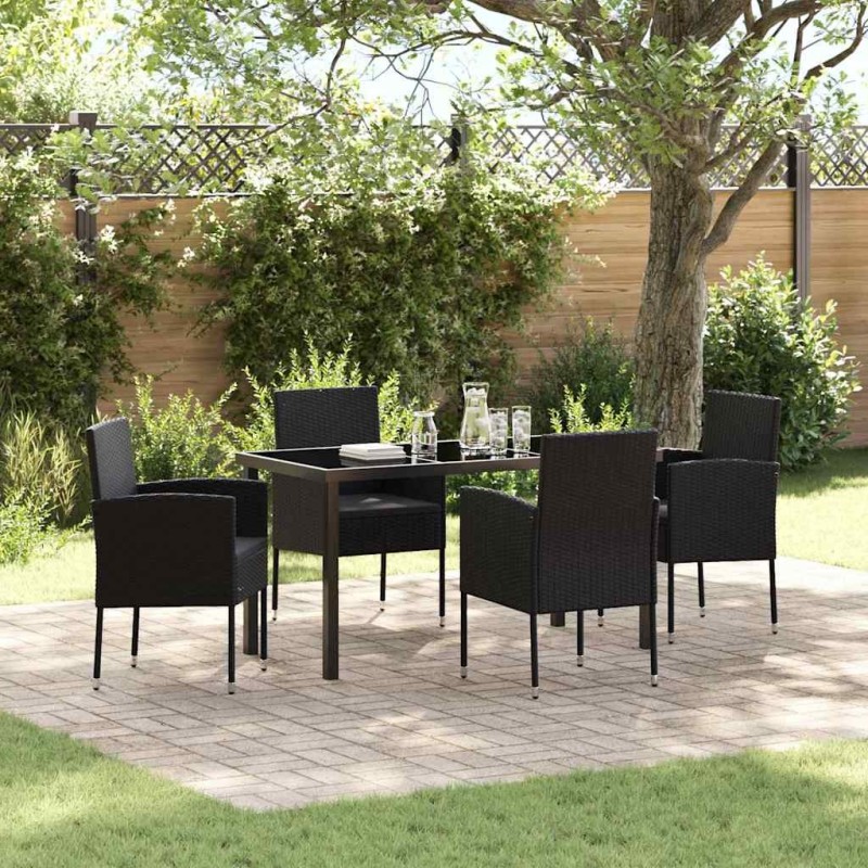 Ensemble de salle à manger pour jardin 5 pcs Noir polyrotin 564513564513
