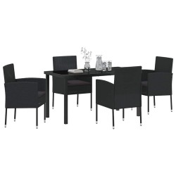 Ensemble de salle à manger pour jardin 5 pcs Noir polyrotin 564513564513