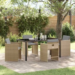 Ensemble de salle à manger pour jardin 5 pcs Beige polyrotin 564514564514