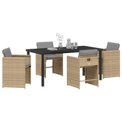 Ensemble de salle à manger pour jardin 5 pcs Beige polyrotin 564514564514