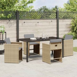 Ensemble de salle à manger pour jardin 5 pcs Beige polyrotin 564514564514