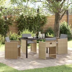 Ensemble de salle à manger pour jardin 5 pcs Beige polyrotin 564516564516
