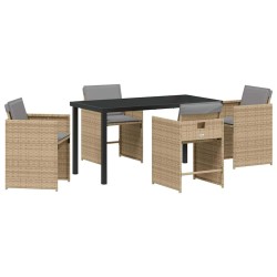 Ensemble de salle à manger pour jardin 5 pcs Beige polyrotin 564516564516