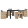 Ensemble de salle à manger pour jardin 5 pcs Beige polyrotin 564516564516