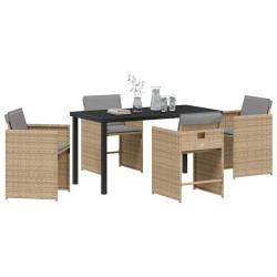 Ensemble de salle à manger pour jardin 5 pcs Beige polyrotin 564516564516