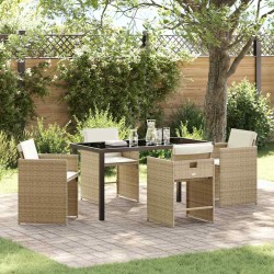 Ensemble de salle à manger pour jardin 5 pcs Beige polyrotin 564517564517