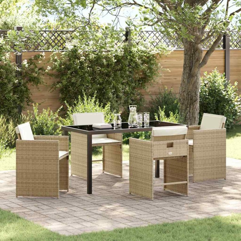 Ensemble de salle à manger pour jardin 5 pcs Beige polyrotin 564517564517