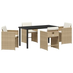 Ensemble de salle à manger pour jardin 5 pcs Beige polyrotin 564517564517