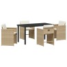 Ensemble de salle à manger pour jardin 5 pcs Beige polyrotin 564517564517