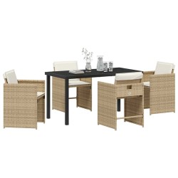 Ensemble de salle à manger pour jardin 5 pcs Beige polyrotin 564517564517