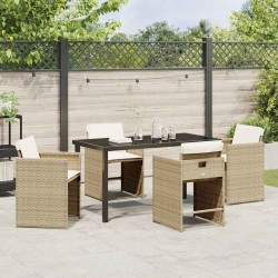 Ensemble de salle à manger pour jardin 5 pcs Beige polyrotin 564517564517