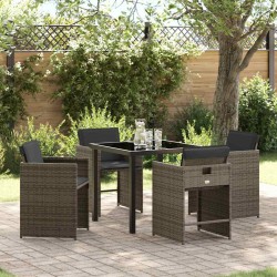 Ensemble de salle à manger pour jardin 5 pcs Gris polyrotin 564519564519