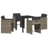 Ensemble de salle à manger pour jardin 5 pcs Gris polyrotin 564519564519