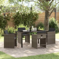 Ensemble de salle à manger pour jardin 5 pcs Gris polyrotin 564520564520