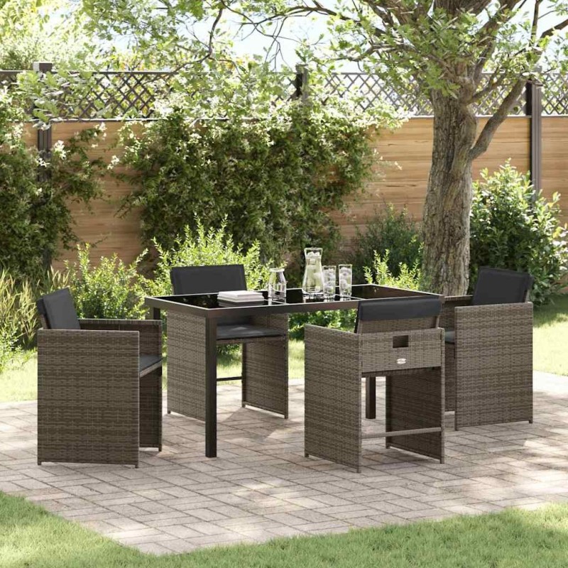 Ensemble de salle à manger pour jardin 5 pcs Gris polyrotin 564520564520