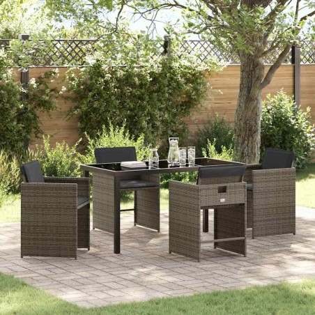 Ensemble de salle à manger pour jardin 5 pcs Gris polyrotin 564520564520