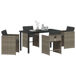 Ensemble de salle à manger pour jardin 5 pcs Gris polyrotin 564520564520