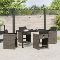 Ensemble de salle à manger pour jardin 5 pcs Gris polyrotin 564520564520