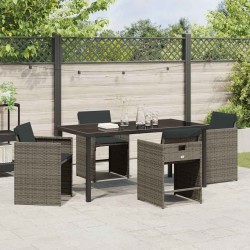Ensemble de salle à manger pour jardin 5 pcs Gris polyrotin 564521564521