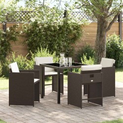 Ensemble de salle à manger pour jardin 5 pcs Marron polyrotin 564522564522