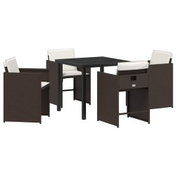 Ensemble de salle à manger pour jardin 5 pcs Marron polyrotin 564522564522