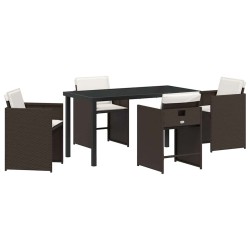 Ensemble de salle à manger pour jardin 5 pcs Marron polyrotin 564523564523