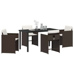 Ensemble de salle à manger pour jardin 5 pcs Marron polyrotin 564523564523
