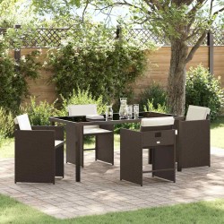 Ensemble de salle à manger pour jardin 5 pcs Marron polyrotin 564524564524