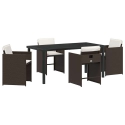 Ensemble de salle à manger pour jardin 5 pcs Marron polyrotin 564524564524